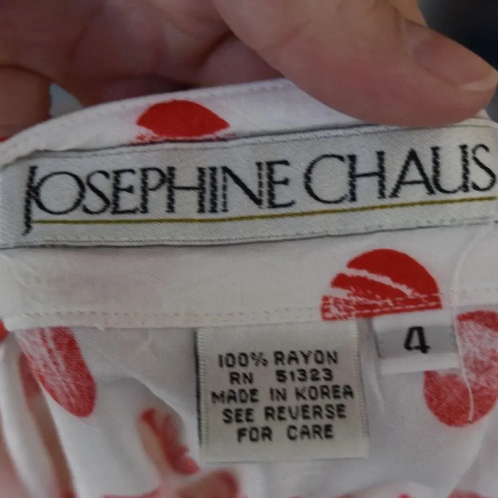 Vintage Josephine Chaus Red Polka Dot Rayon Midi Skirt High Waist 25 Size XS